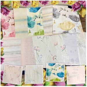 NEW 10 Large Floral & Abstract Patterned Watercolor/Painted Wallpaper DIY Sheets